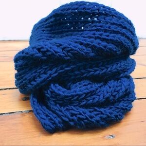 Gorgeous hand-knitted cobalt blue infinity scarf